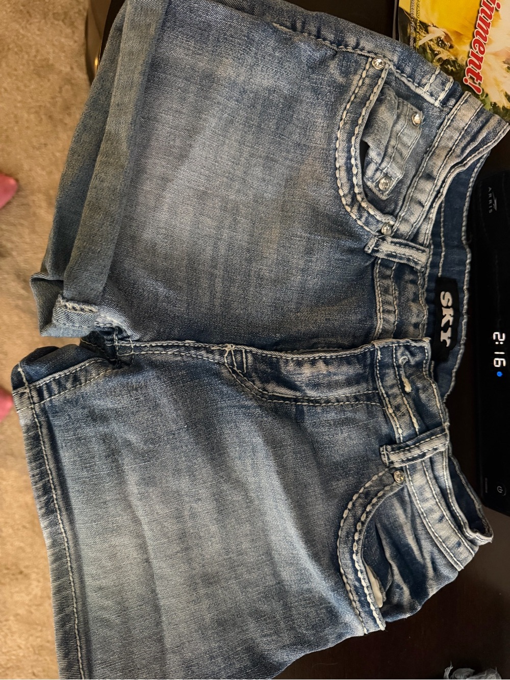 Sky Light Blue Denim Shorts with Washed Detail